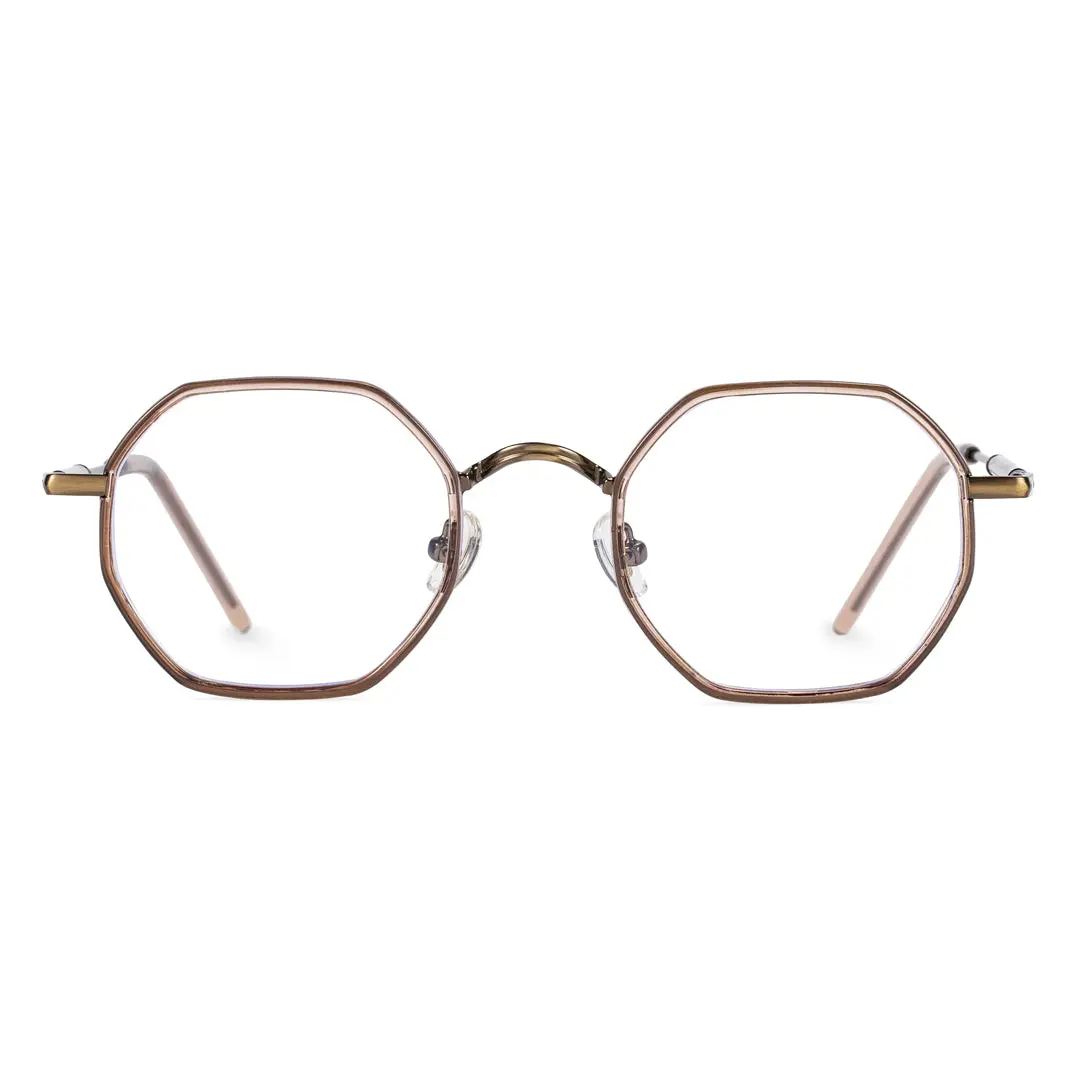 Front view of Koi geometric tr90 eyeglasses GR0102308 in brown
