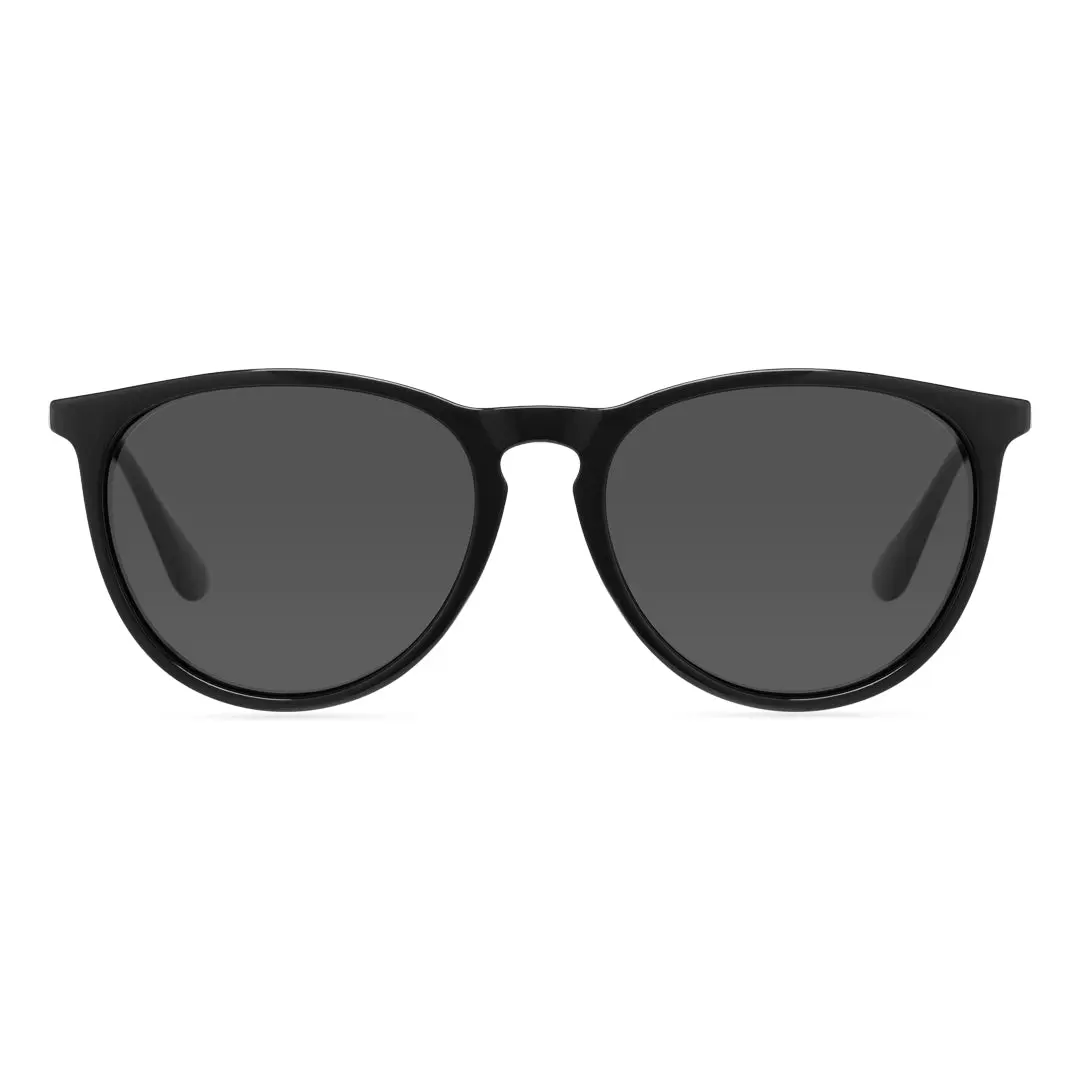Front view of Kyle round tr90 sunglasses RR0082410 in black
