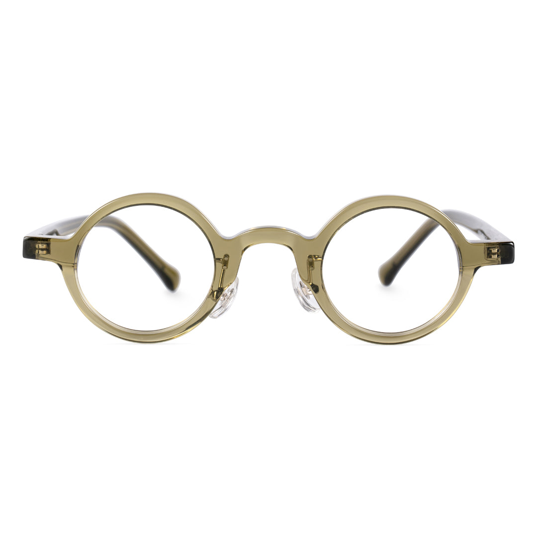 Front-view of Lala round acetate eyeglasses RA0012306 in army green
