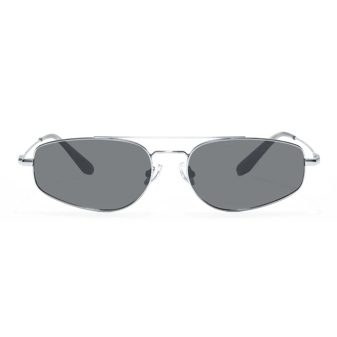 Front view of Leonie aviator metal sunglasses AM0082603 in silver