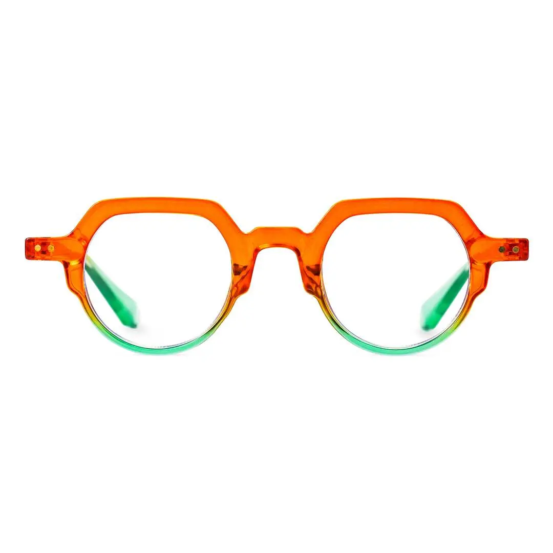 Front view of Levi geometric pc eyeglasses GP0142308 in orange