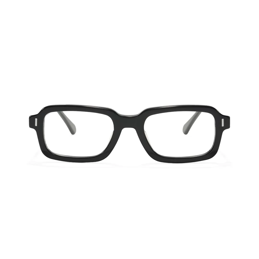 Front view of Logan rectangle acetate eyeglasses EA0412508 in black