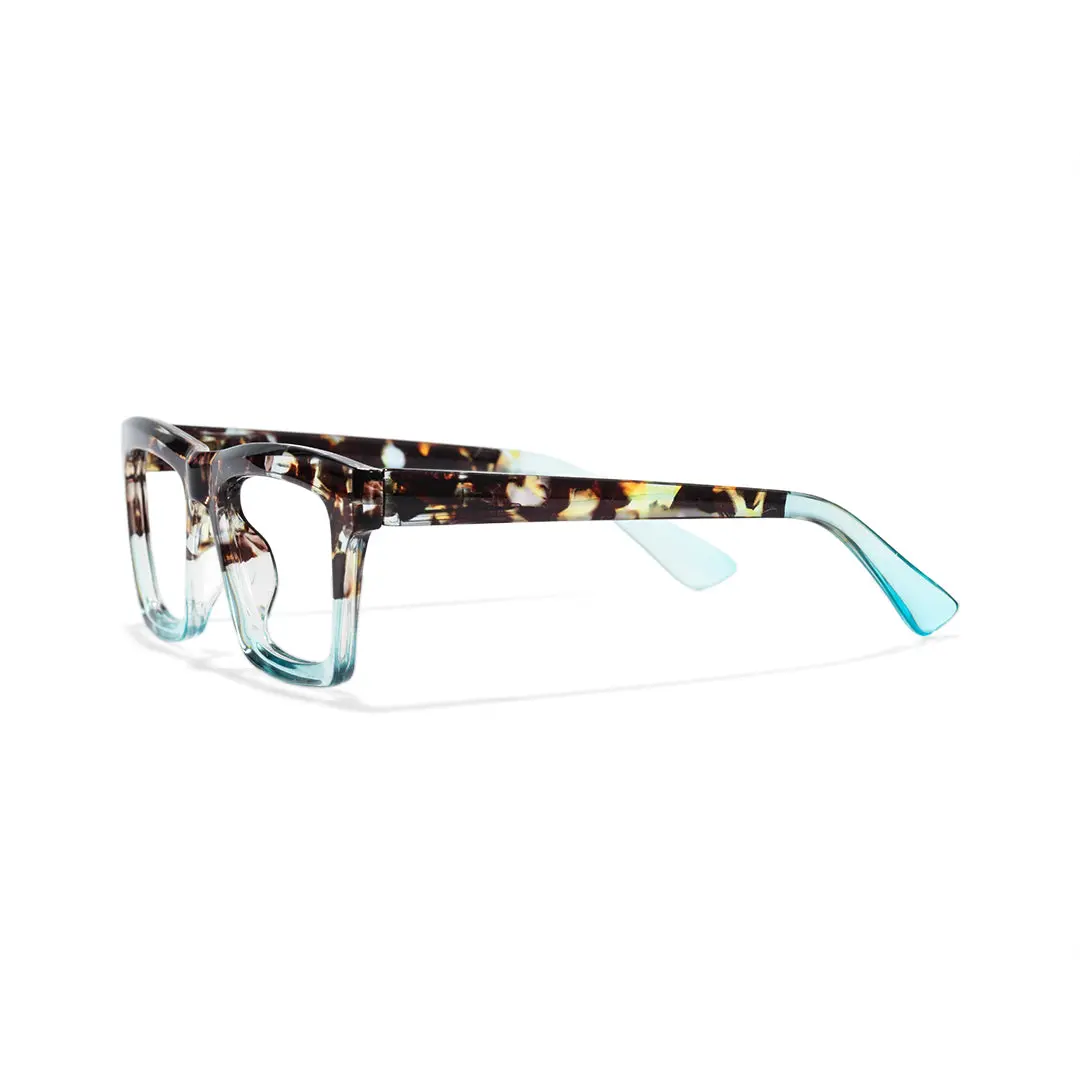 Side view of Lova square pc eyeglasses SP0092502 in blue tortoise