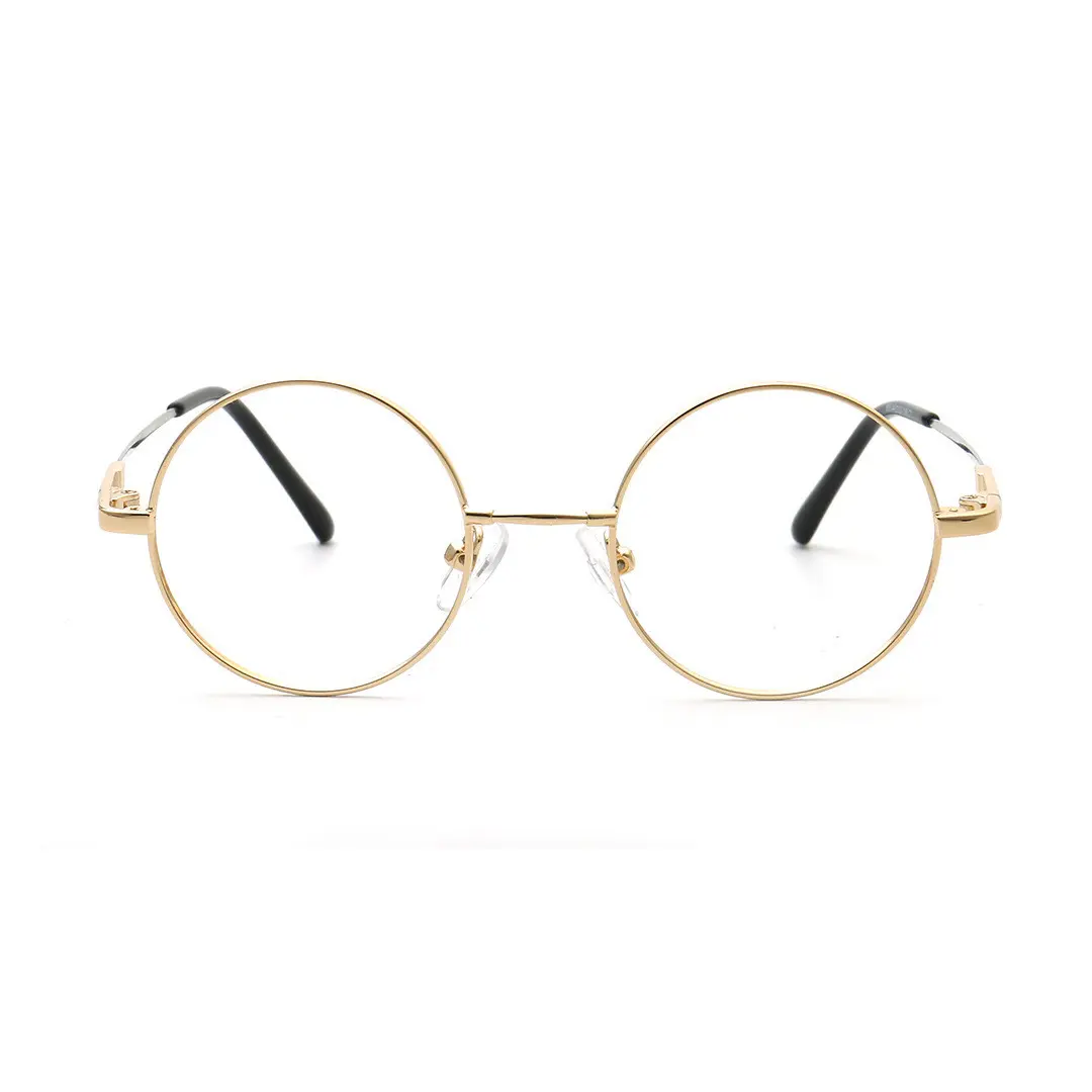 Front view of Lyric round metal eyeglasses RM0902508 in gold
