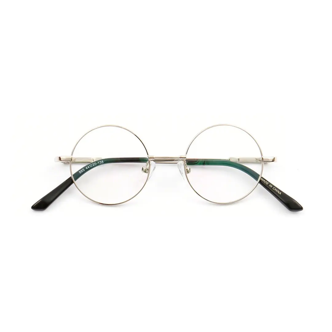 Front folded view of Lyric round metal eyeglasses RM0902508 in silver