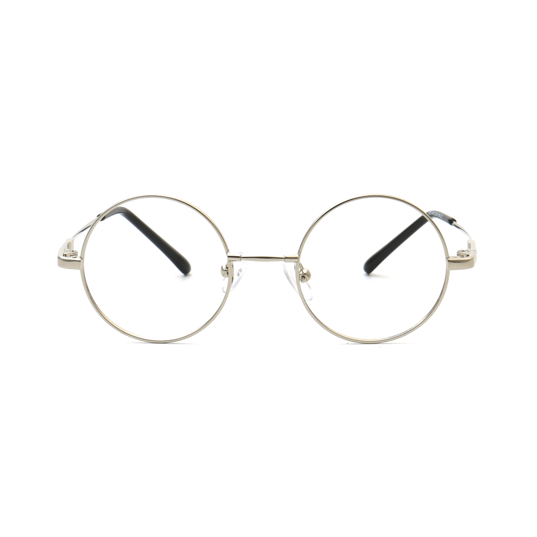 Front view of Lyric round metal eyeglasses RM0902508 in silver