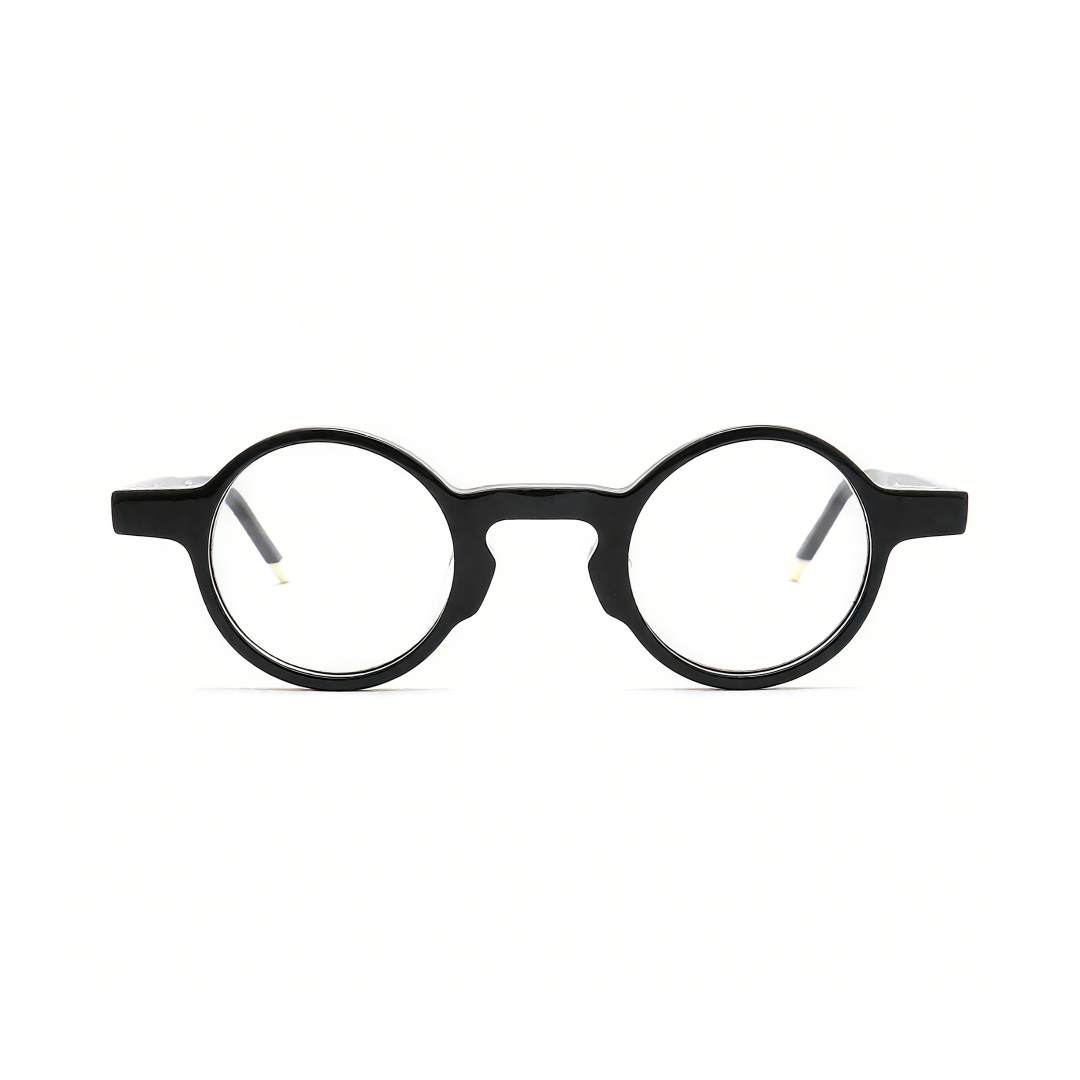Front view of Maat round acetate eyeglasses RA0042303 in black