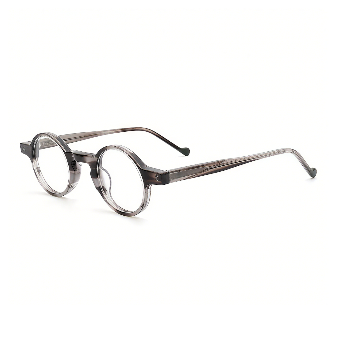 Angle view of Maat round acetate eyeglasses RA0042303 in brown