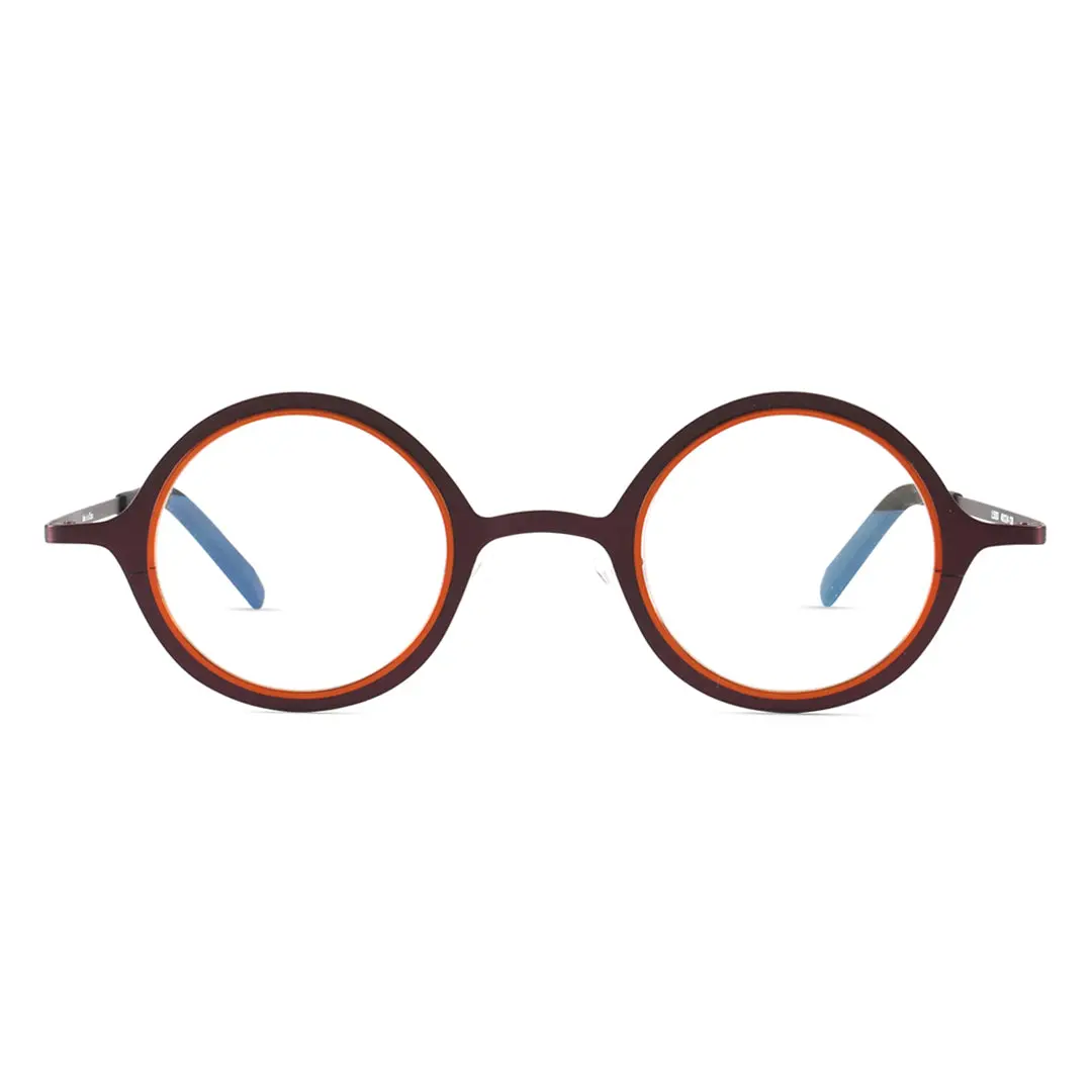 Front view of Maile round titanium eyeglasses RT0072306 in brown