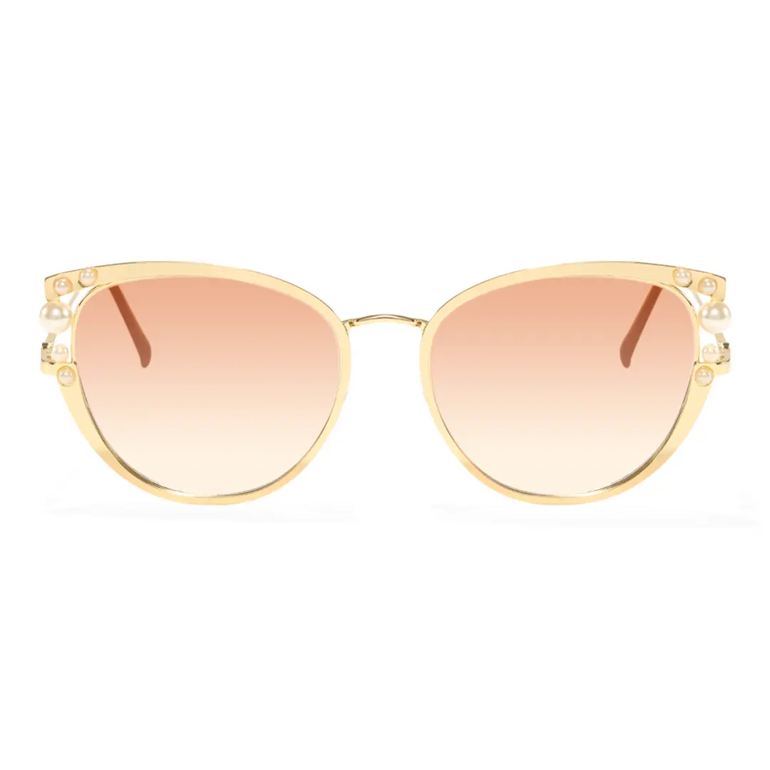 Front view of Mamie cat eye metal sunglasses CM0042505 in beige