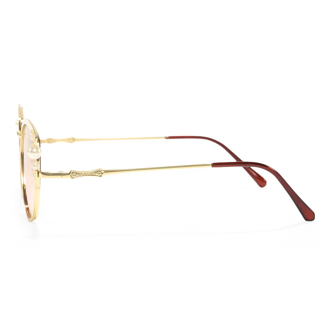 Side view of Mamie cat eye metal sunglasses CM0042505 in beige