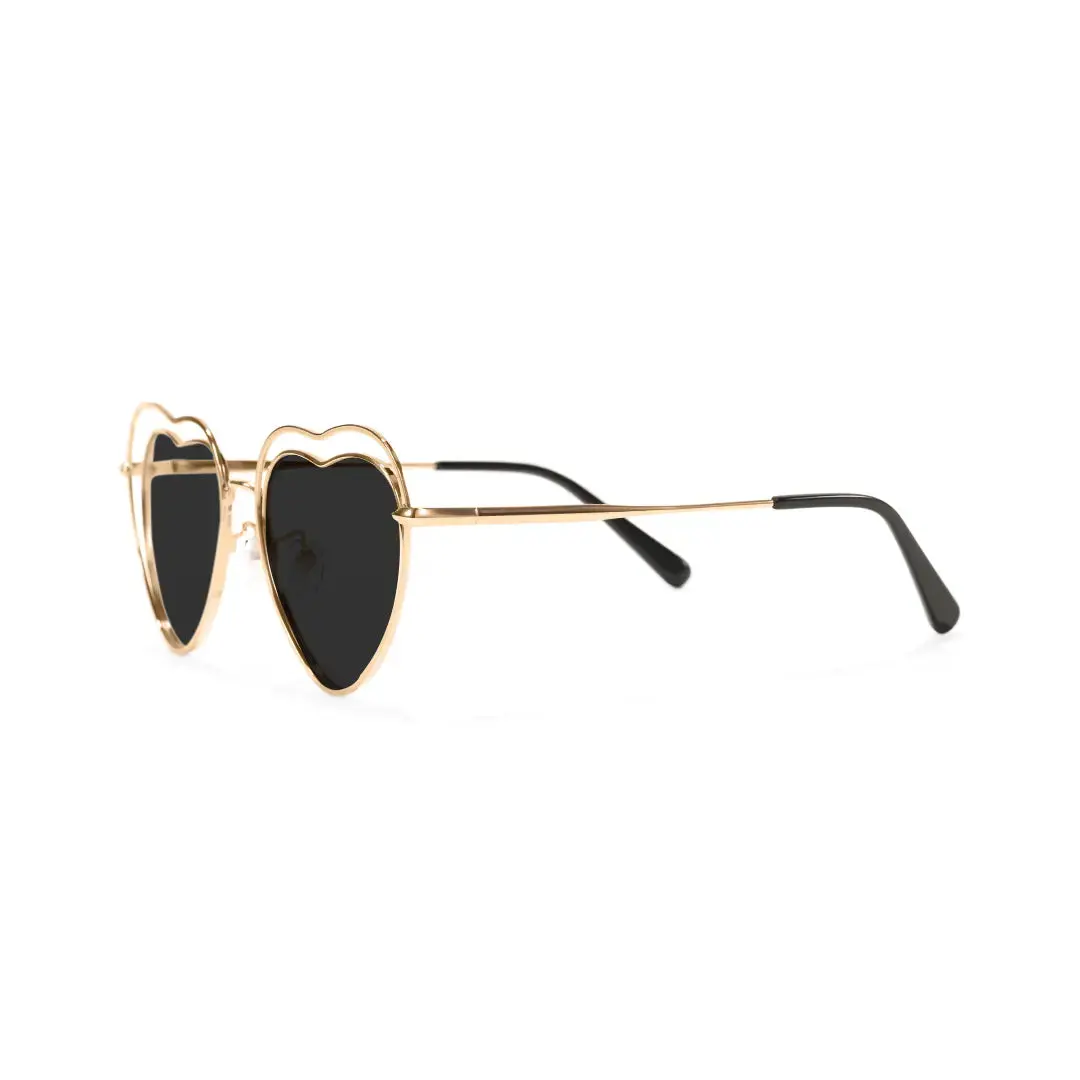 Side view of Manuel heart metal sunglasses UM0082506 in black
