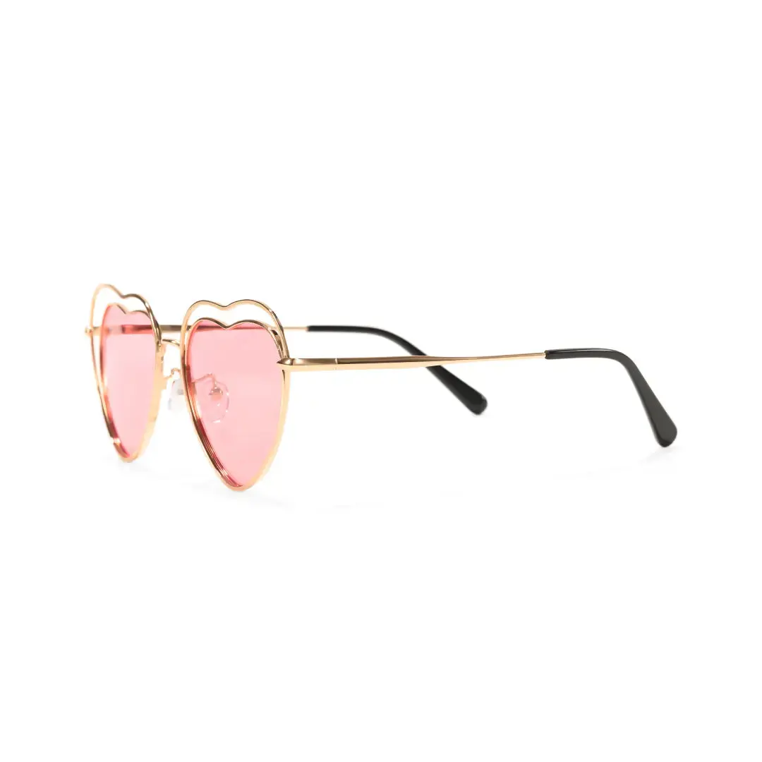 Side view of Manuel heart metal sunglasses UM0082506 in pink