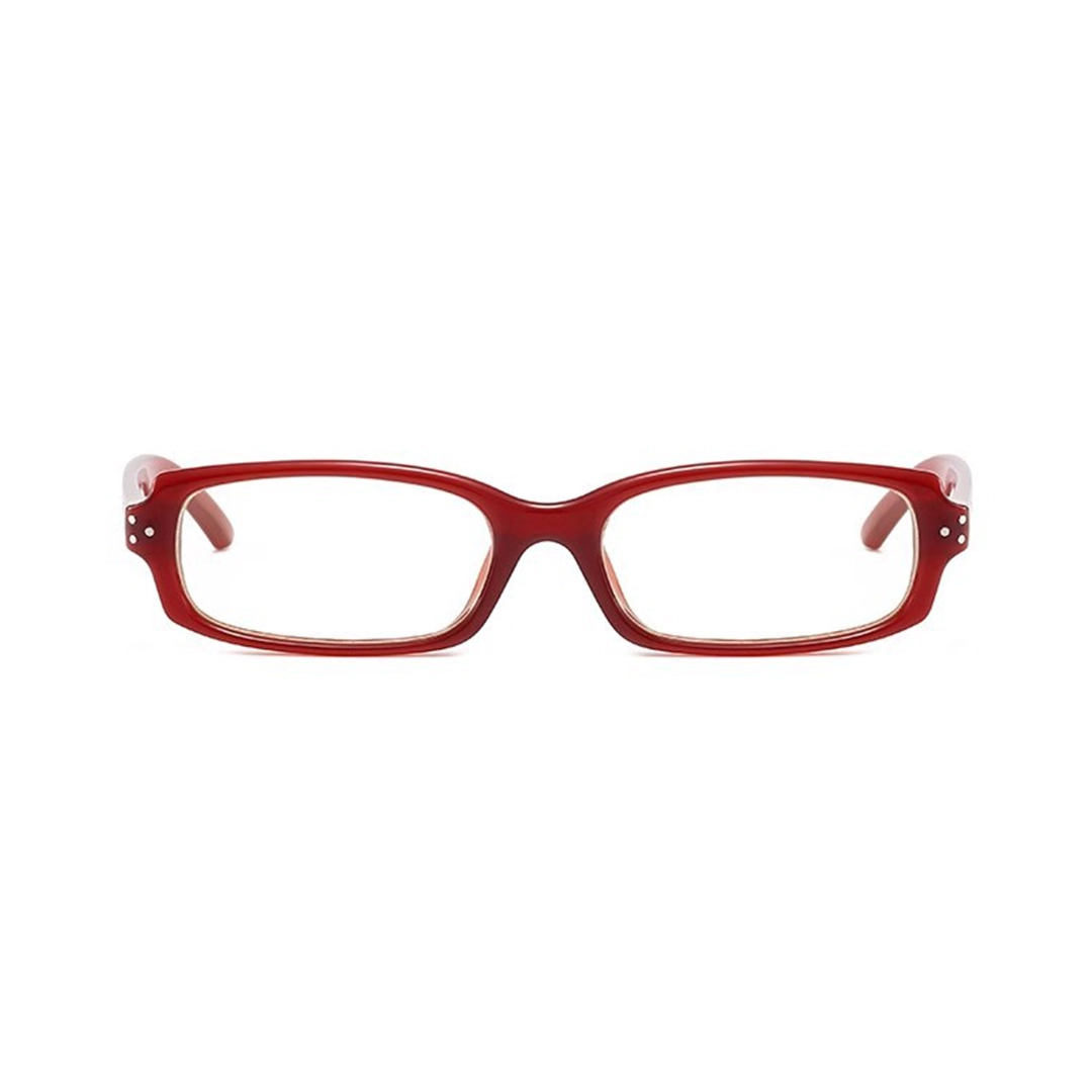 Front view of Mara rectangle pc eyeglasses EP0392512 in red