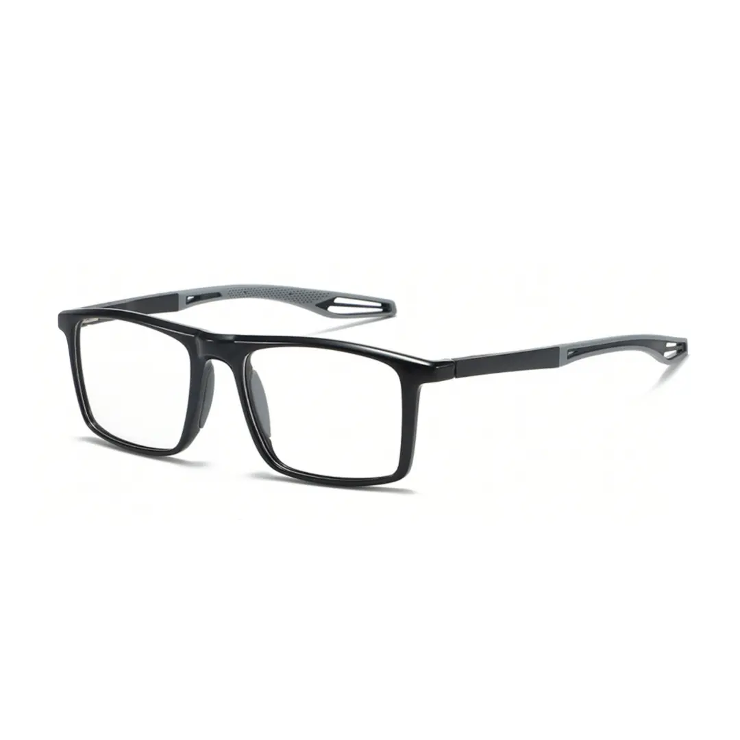 Angle view of Mave square pc eyeglasses SP0042503 in black
