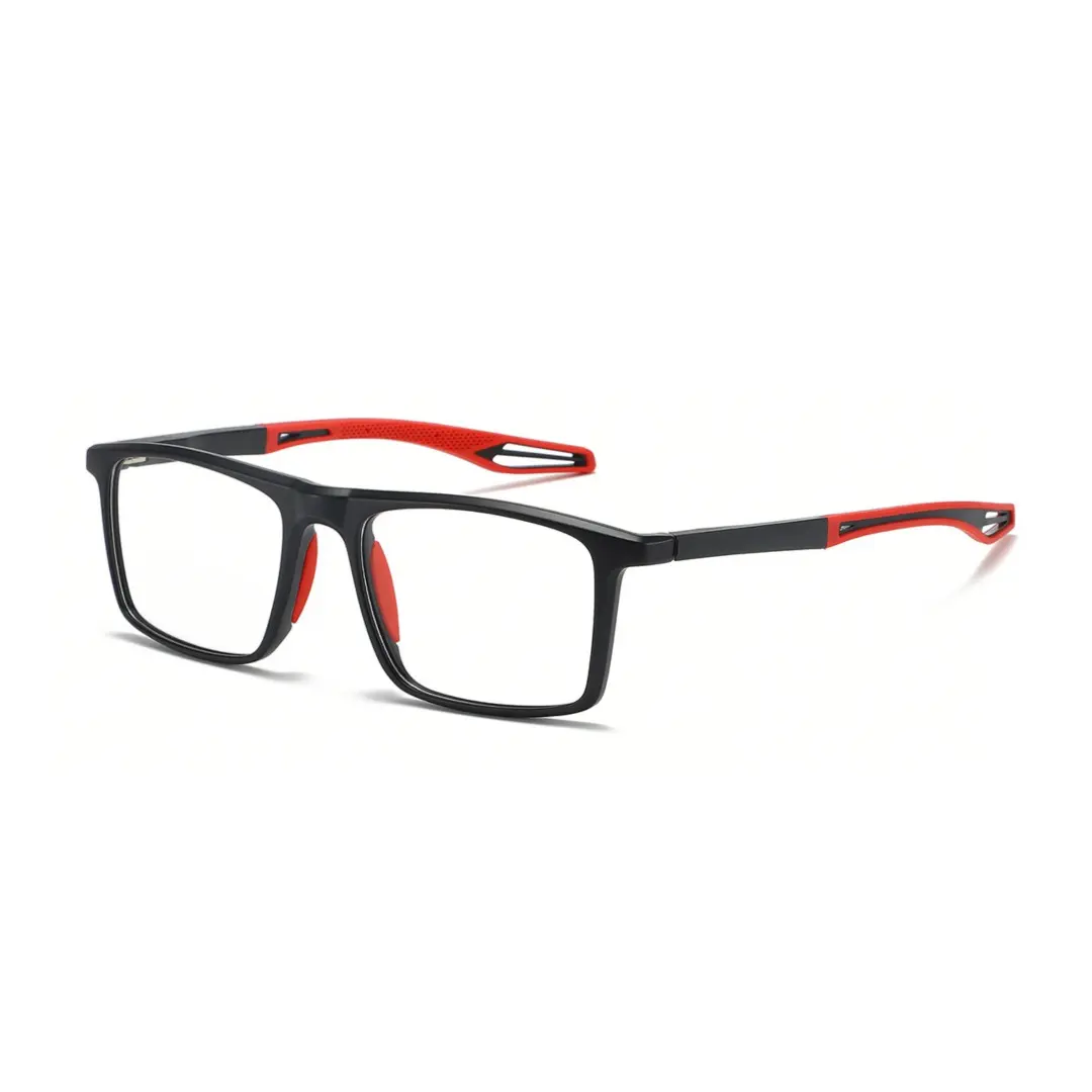 Angle view of Mave square pc eyeglasses SP0042503 in red
