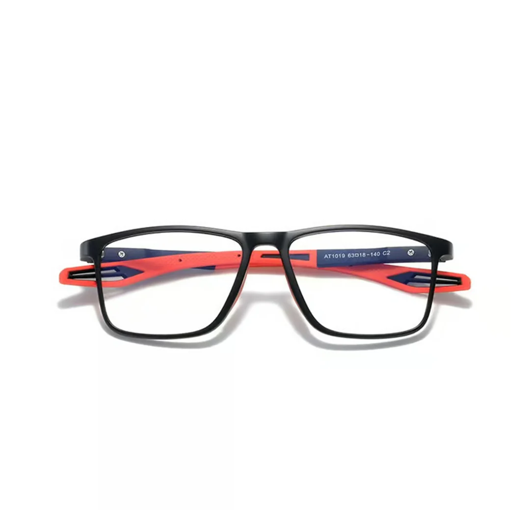 Front folded view of Mave square pc eyeglasses SP0042503 in red