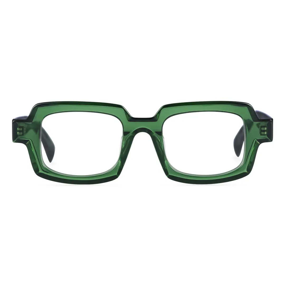 Front view of Maye rectangle acetate eyeglasses EA0072302 in green