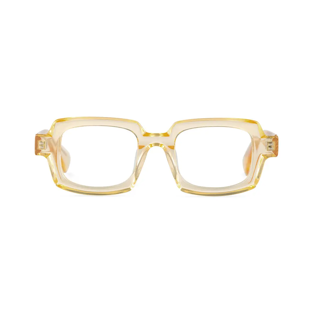 Front view of Maye rectangle acetate eyeglasses EA0072302 in yellow