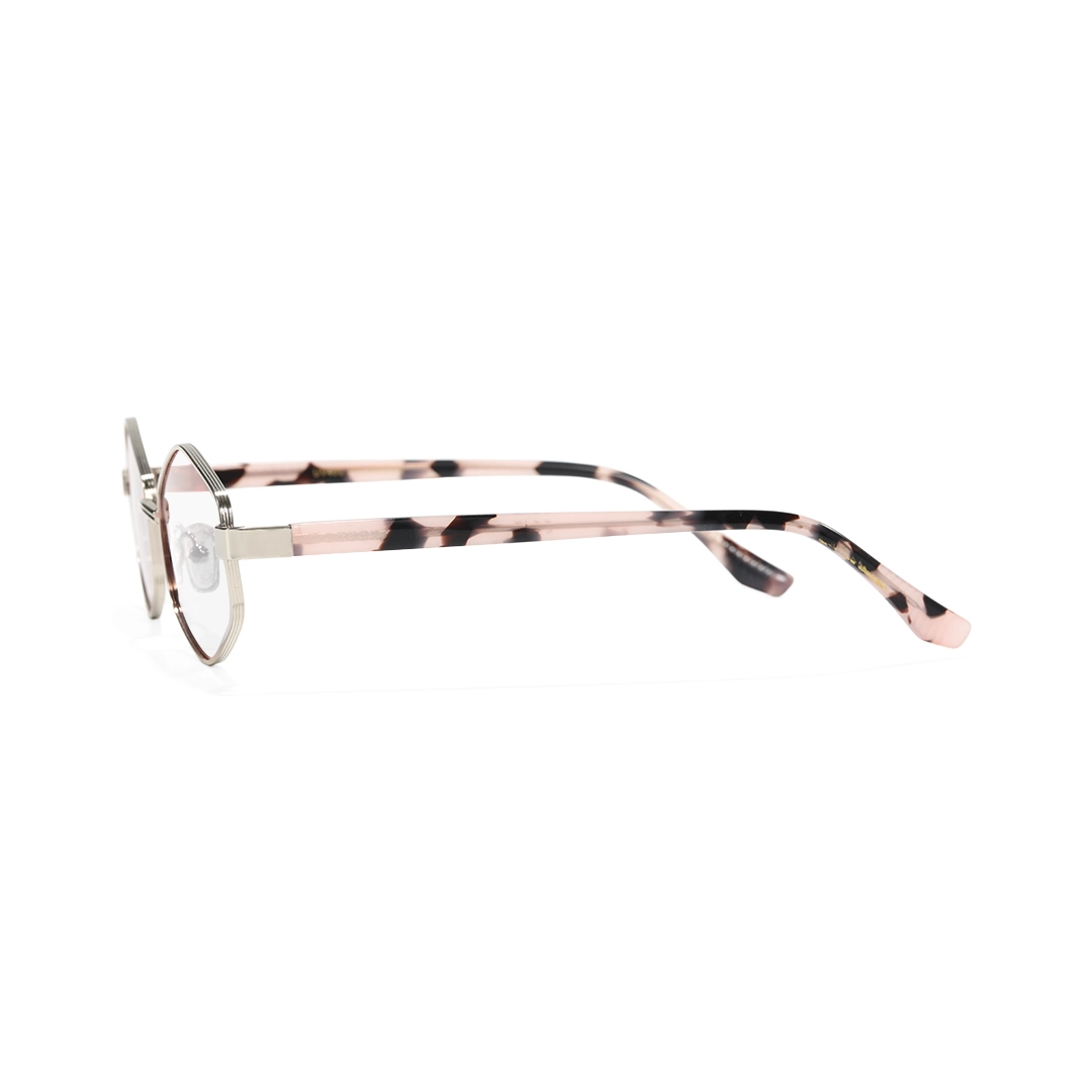 Side view of Meadow geometric metal eyeglasses GM0062601 in clear