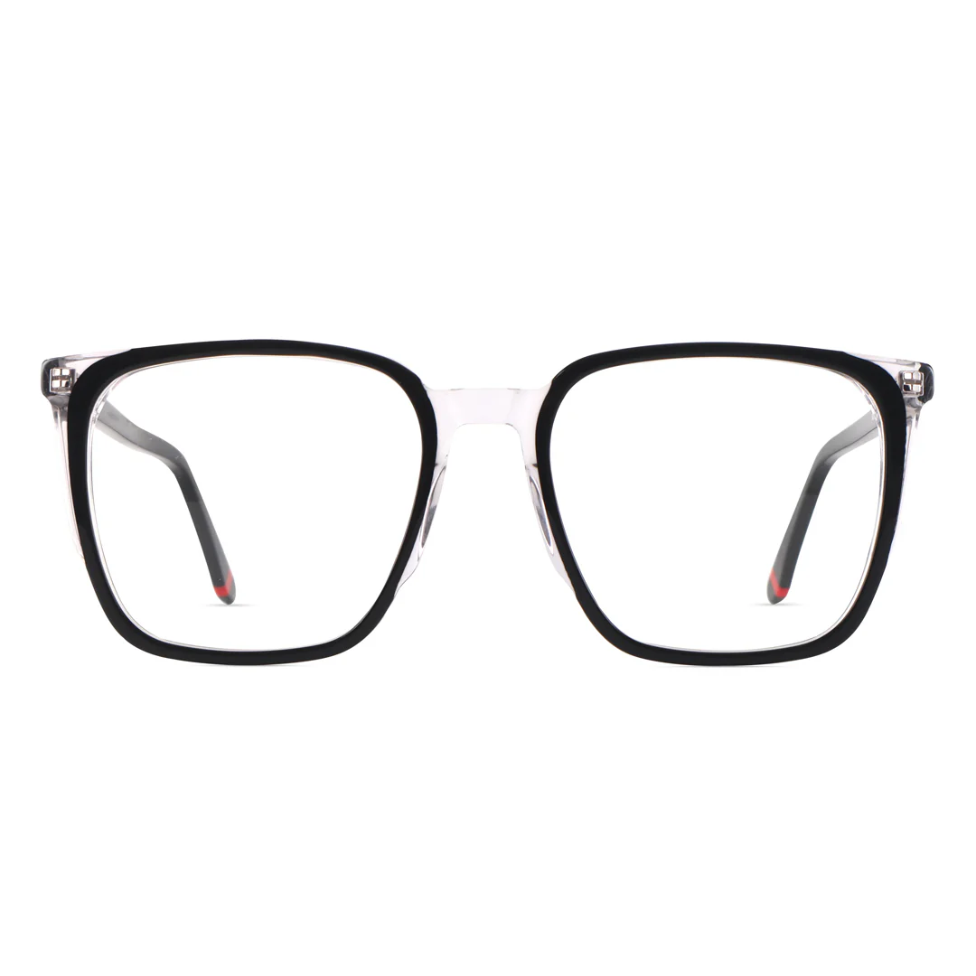 Front view of Mike square acetate eyeglasses SA0082305 in blackclear
