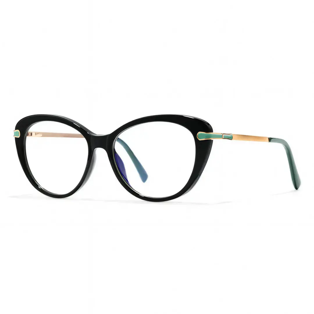 Angle view of Mila cat eye tr90 eyeglasses CR0162502 in black