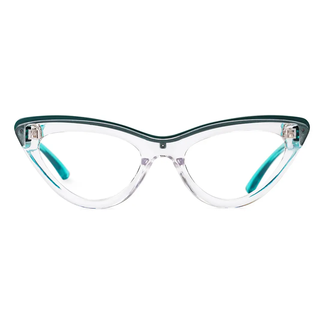 Front view of Miles cat eye pc eyeglasses CP0162308 in clearmulticolor