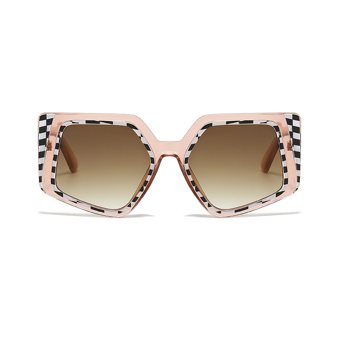 Front view of Miley geometric pc sunglasses GP0222507 in brown