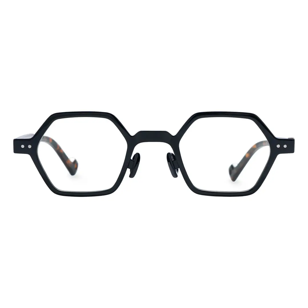 Front view of Milio geometric tr90 eyeglasses GR0232302 in black