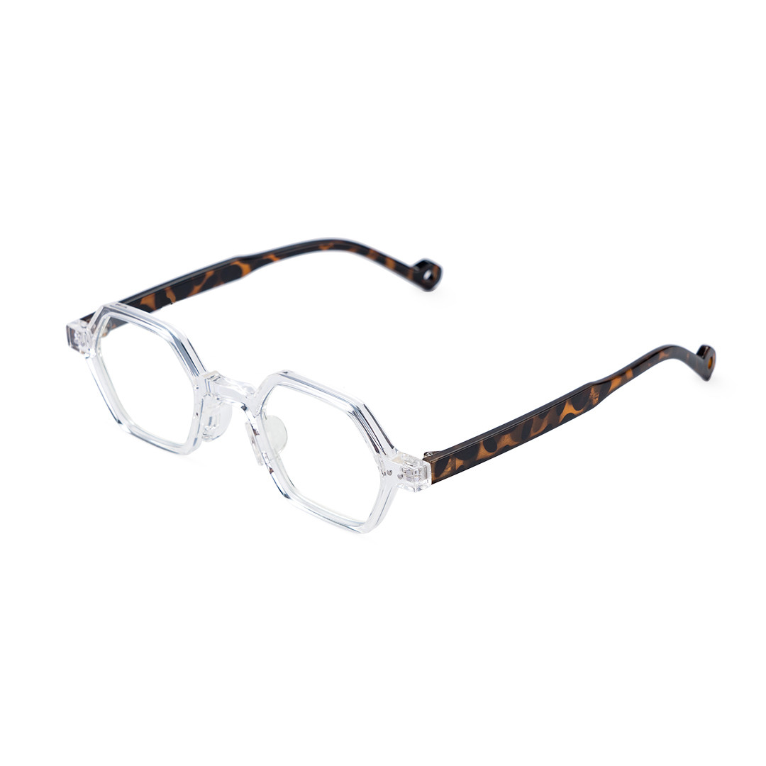 Angle view of Milio geometric tr90 eyeglasses GR0232302 in clear