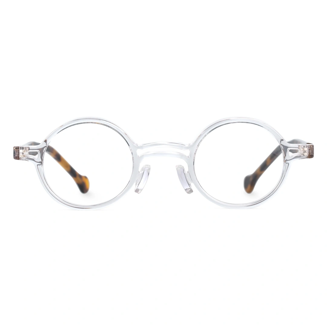 Front view of Mint round acetate eyeglasses RA0612302 in clear