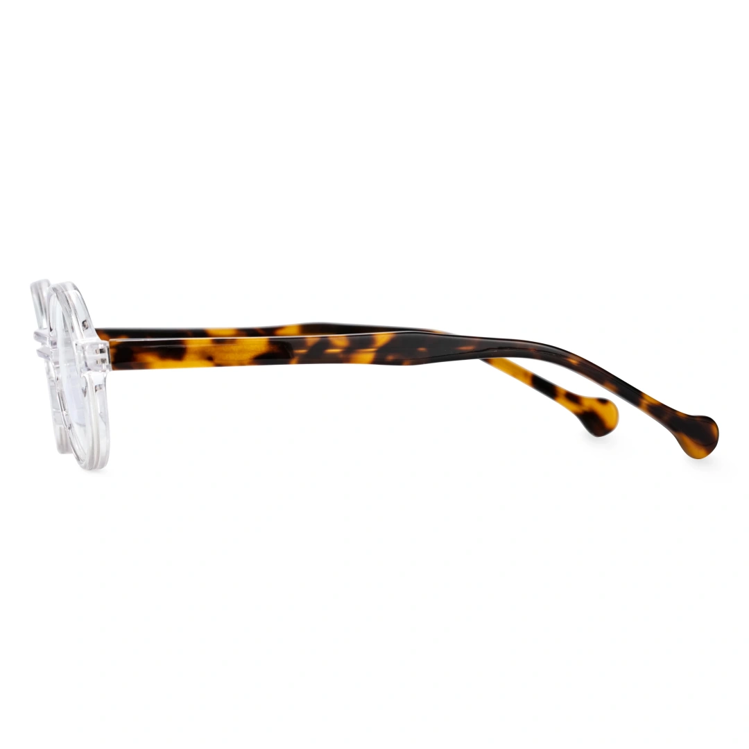 Side view of Mint round acetate eyeglasses RA0612302 in clear