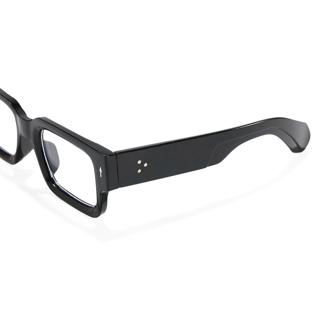 End piece detail of Miren rectangle pc eyeglasses EP0542509 in black
