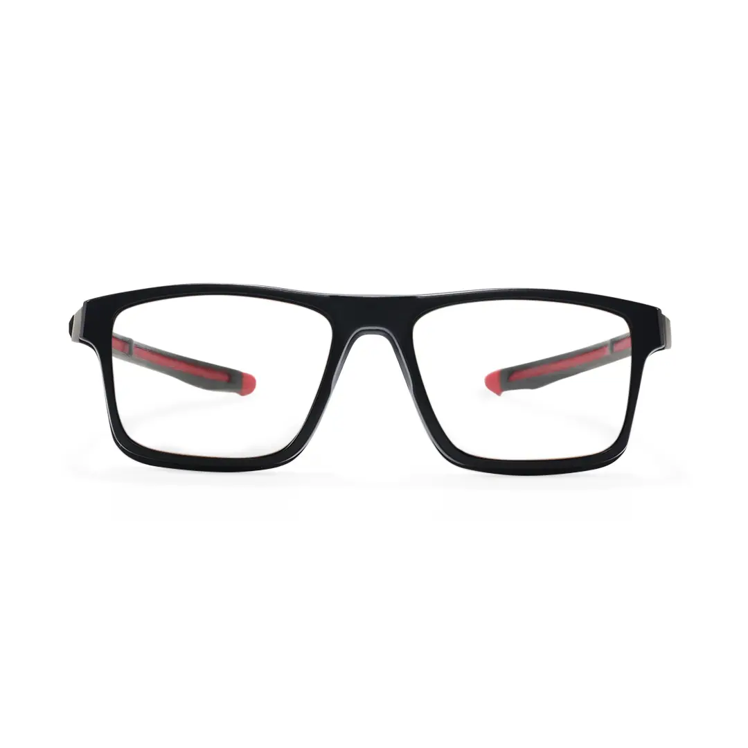 Front view of Monty rectangle tr90 magnetic clip-on eyeglasses set with interchangeable toppers ER0142508 in full set