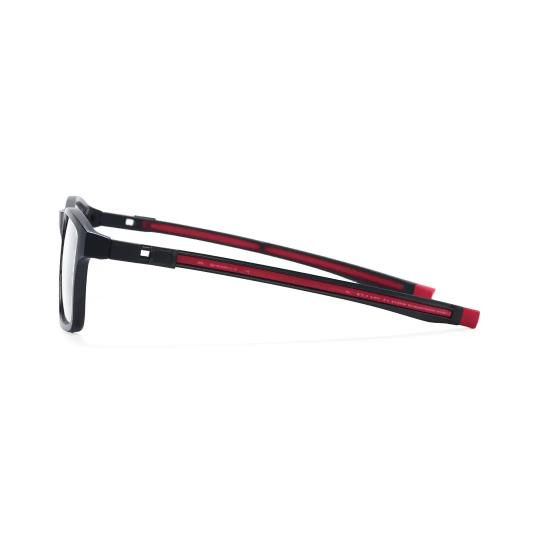 Side view of Monty rectangle tr90 magnetic clip-on eyeglasses set with interchangeable toppers ER0142508 in full set