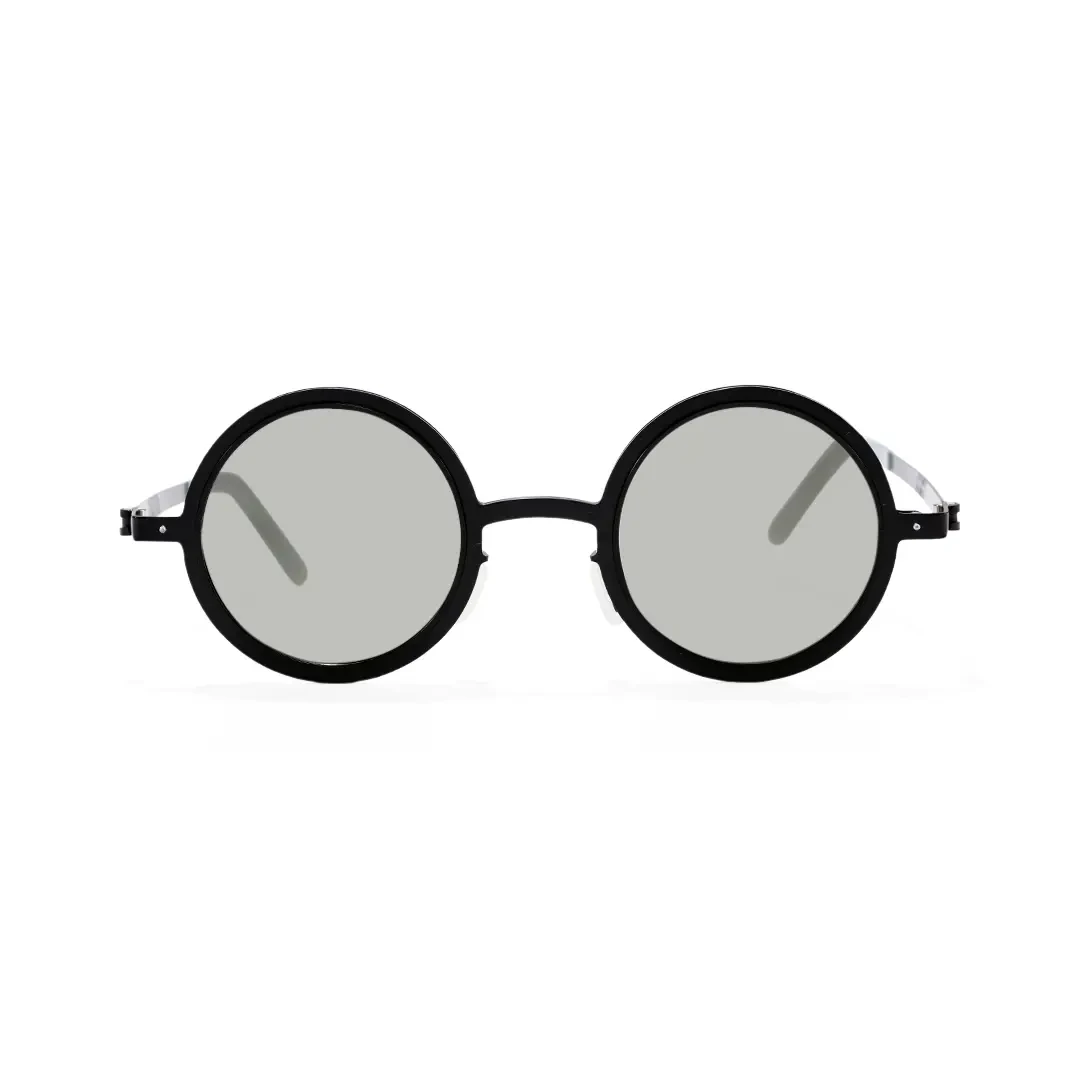 Front view of Myron round pc sunglasses RM0322507 in black