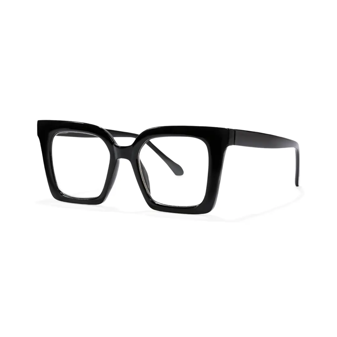 Angle view of Nataly square pc eyeglasses SP0132508 in black