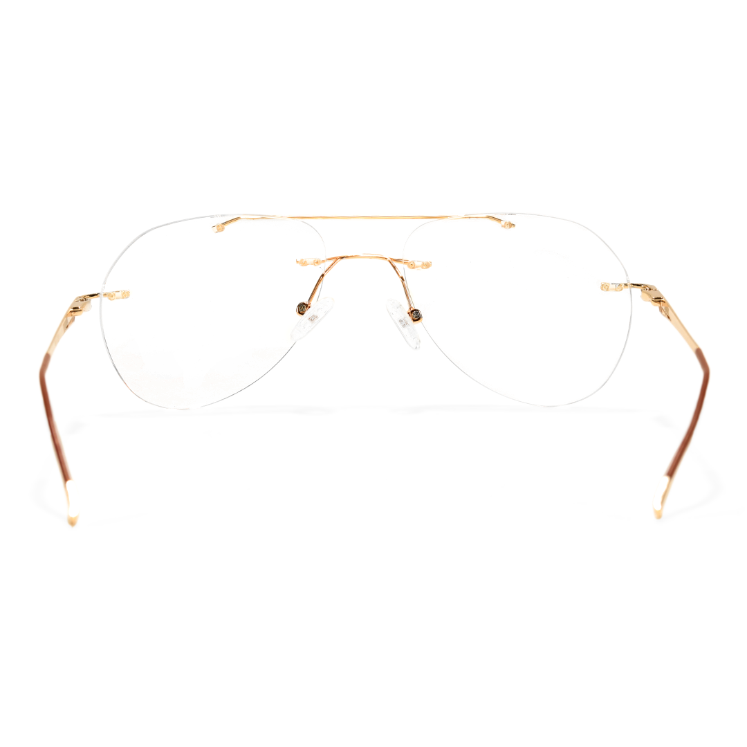 Back view of Niko aviator metal eyeglasses AM0492506 in gold