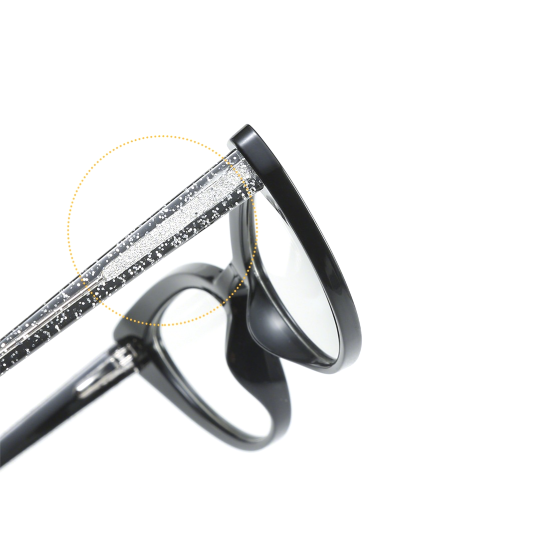 Frame detail view of Noah cat eye tr90 eyeglasses CR0312408 in black
