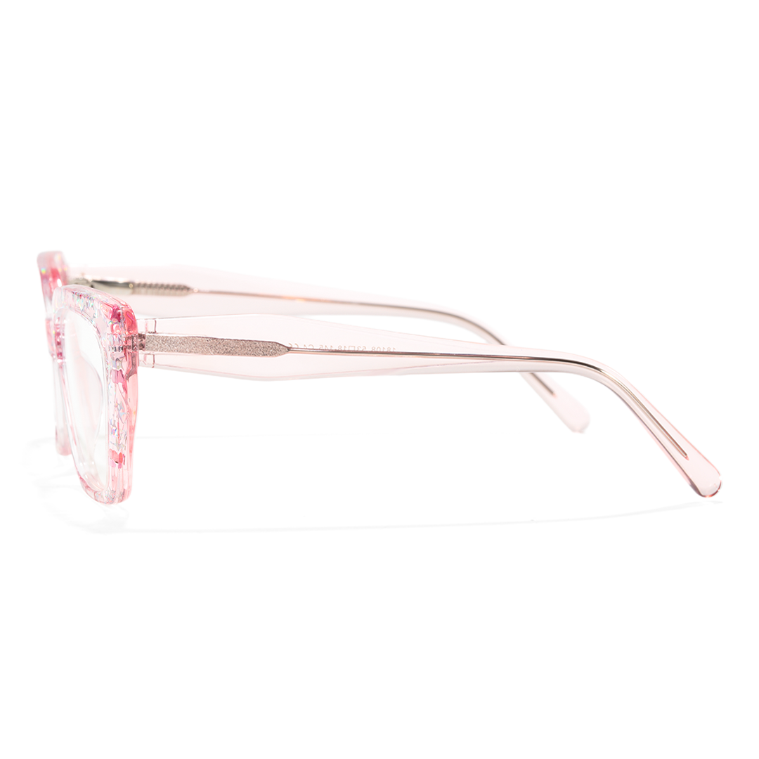 Side view of Nola cat eye acetate eyeglasses CA0282601 in pink