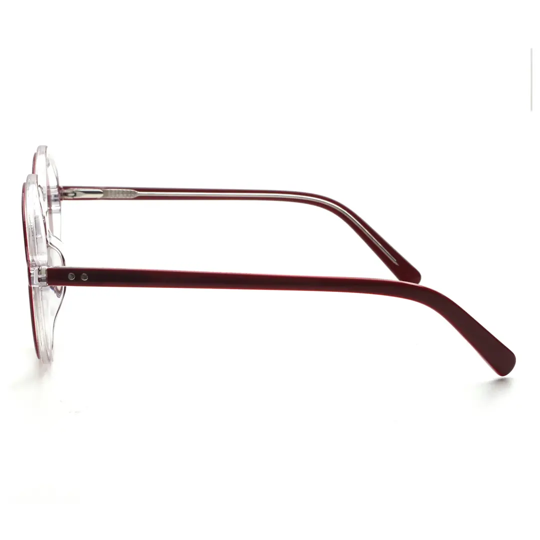 Side view of Nowt round acetate eyeglasses RA0562302 in red
