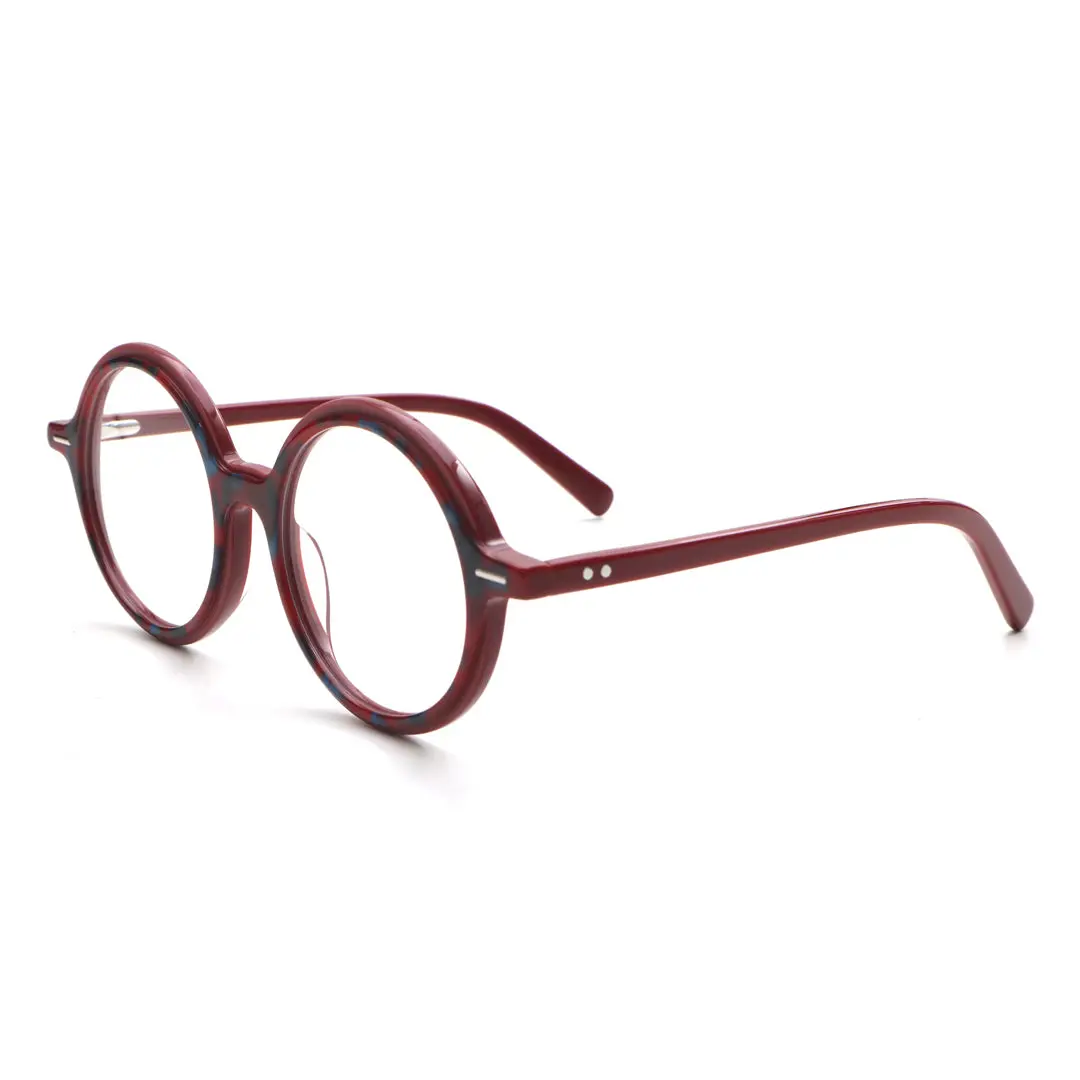 Angle view of Nowt round acetate eyeglasses RA0562302 in red tortoise