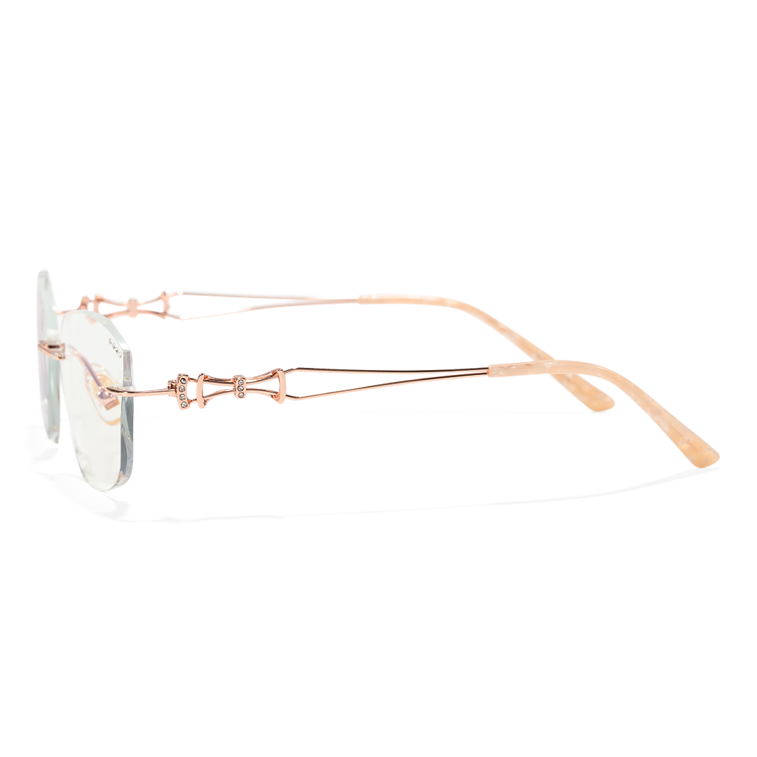 Side view of Opal cat eye metal eyeglasses CM0182511 in clear
