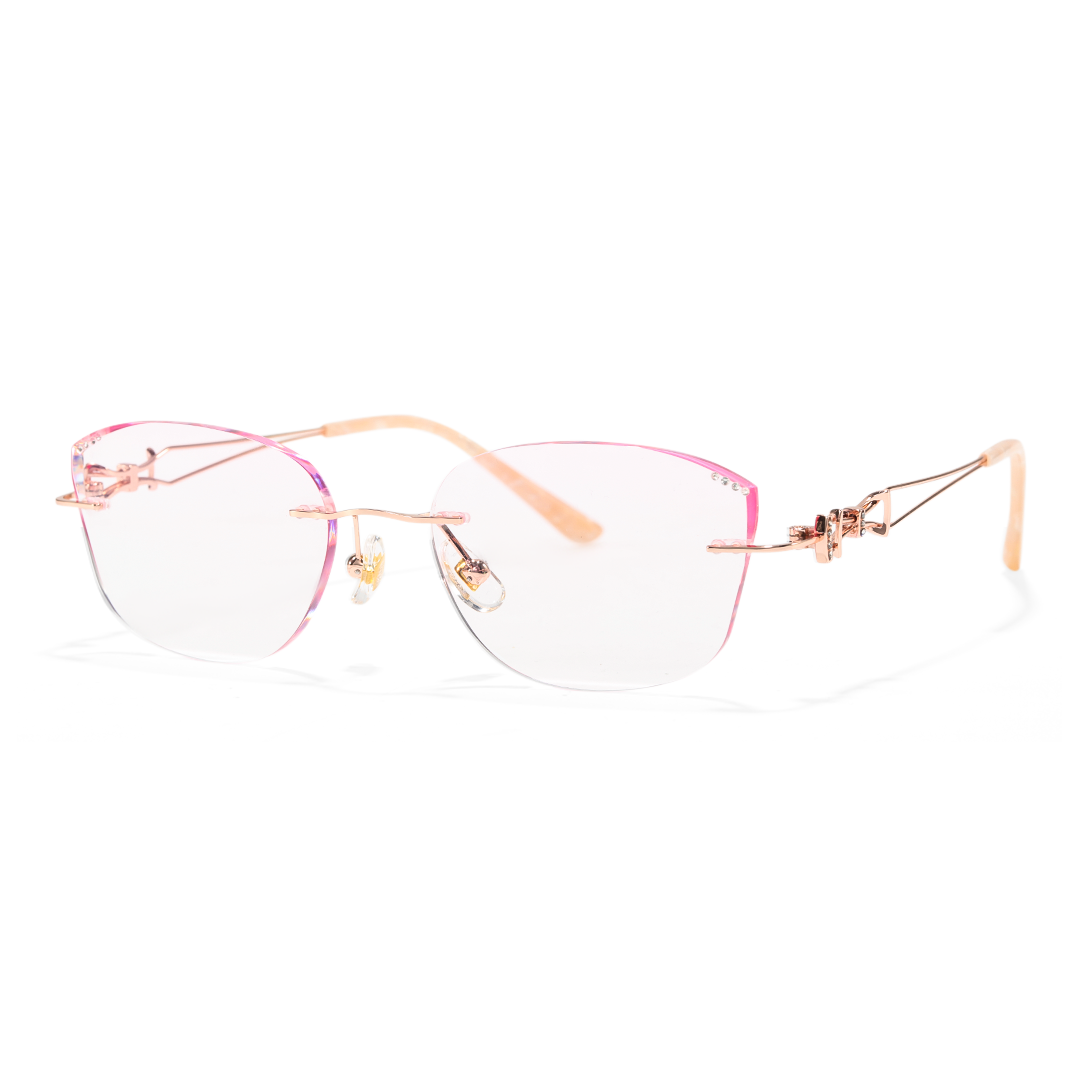 Angle view of Opal cat eye metal eyeglasses CM0182511 in pink