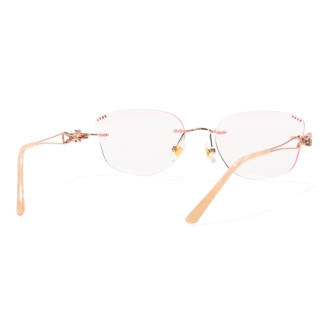 Back view of Opal cat eye metal eyeglasses CM0182511 in pink