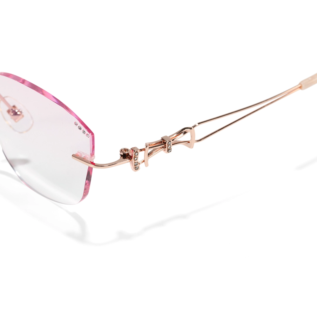 End piece detail of Opal cat eye metal eyeglasses CM0182511 in pink