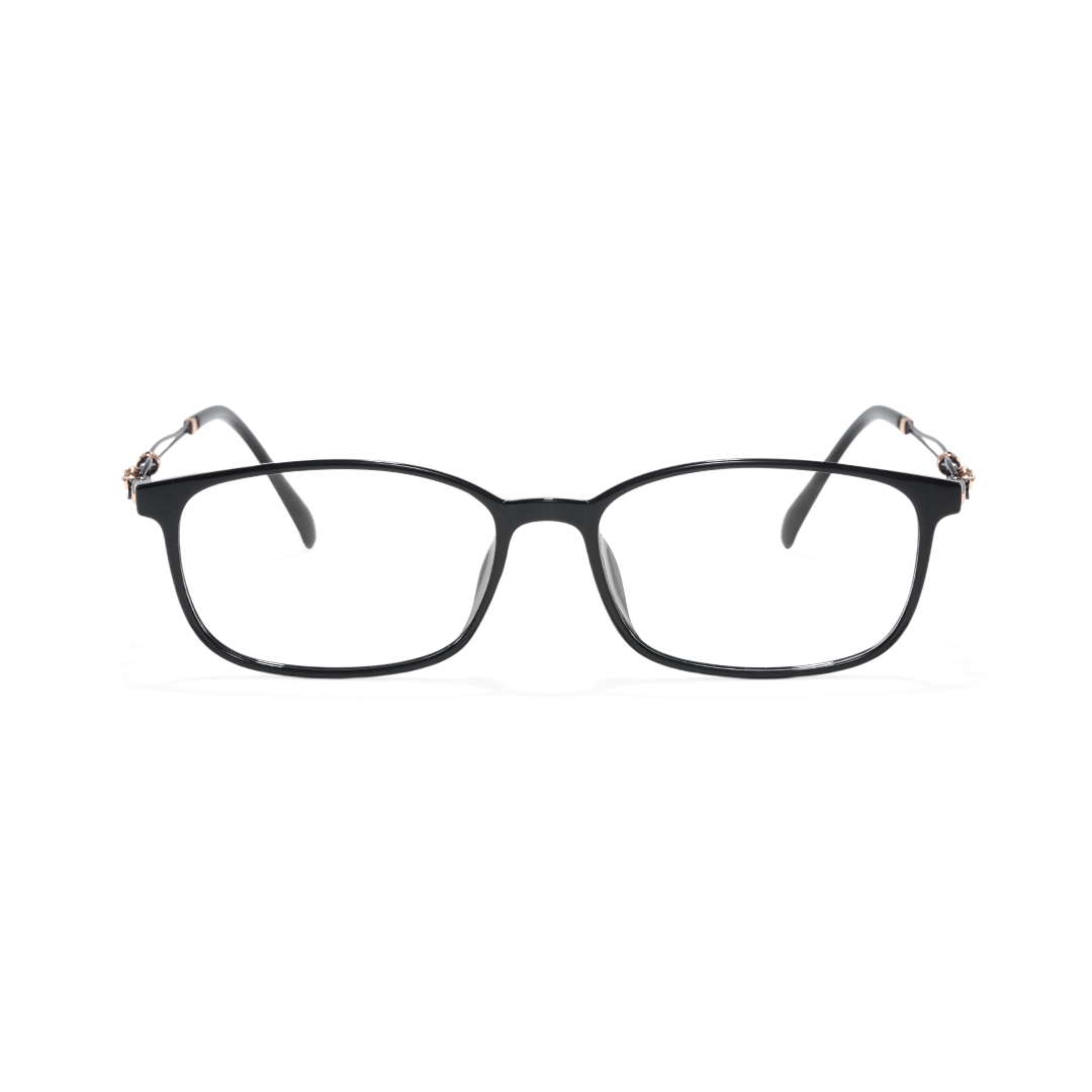 Front view of Paloma rectangle tr90 eyeglasses ER0222509 in black