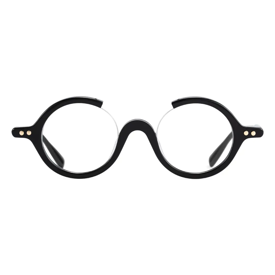 Front view of Paola round acetate eyeglasses RA0022212 in black
