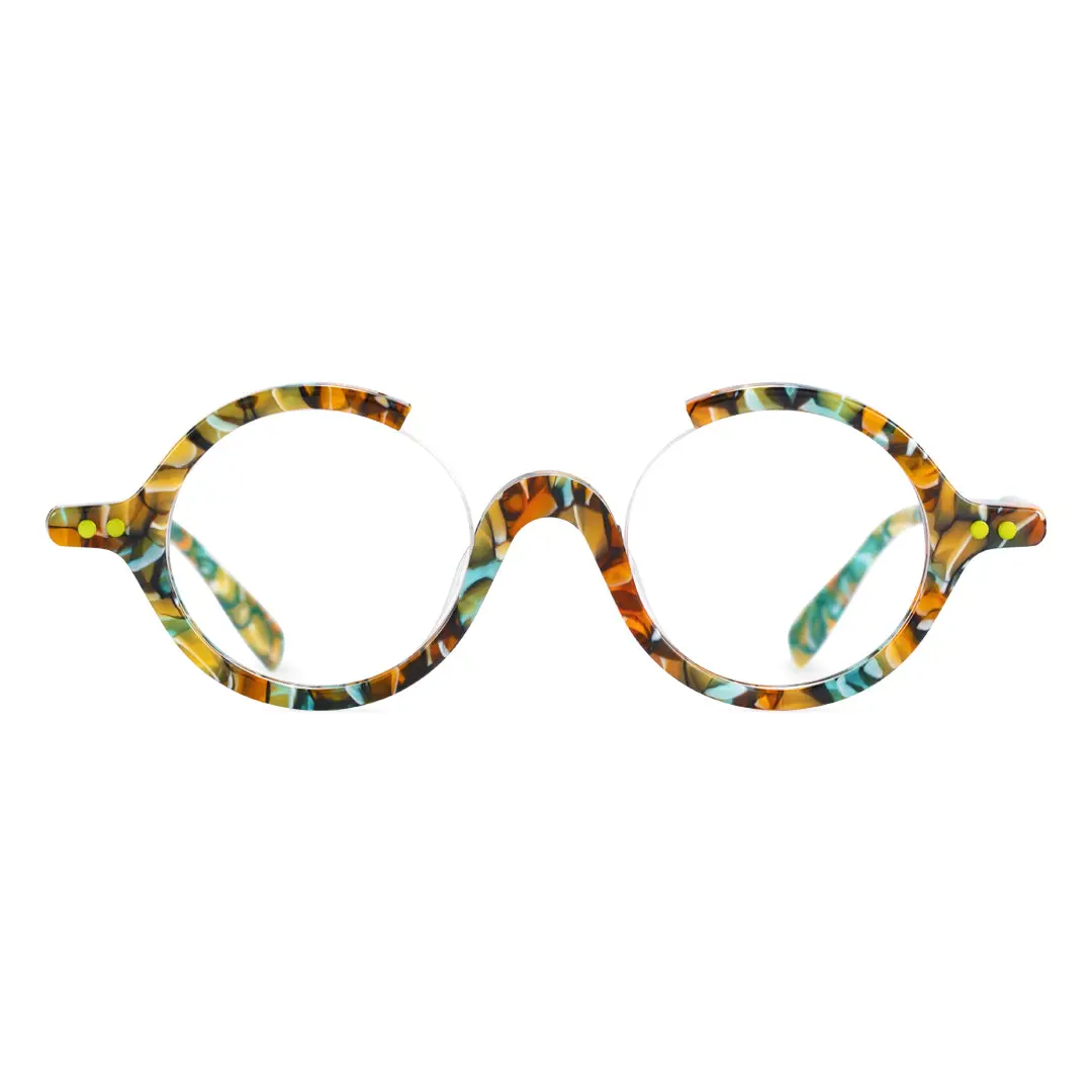 Front view of Paola round acetate eyeglasses RA0022212 in multicolor