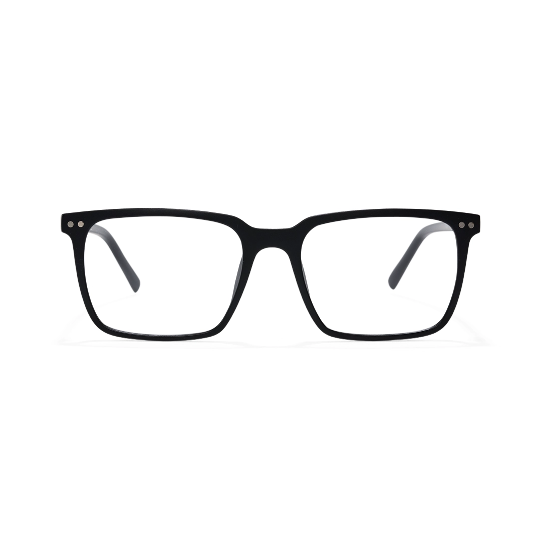 Front view of Parker rectangle tr90 magnetic clip-on eyeglasses set with interchangeable toppers ER0142601 in black